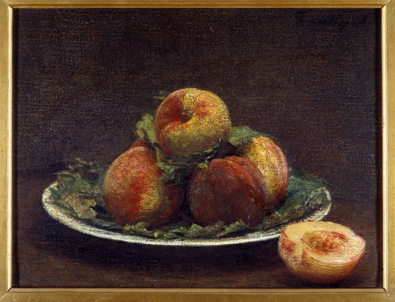 Uma placa de peches Pintura de Henri Fantin Latour (Fantin-Latour de Ignace Henri Jean Fantin Latour