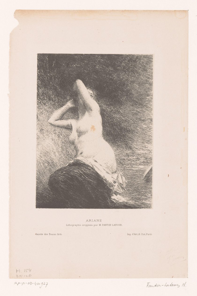 Ariadne deixada para trás na ilha de Naxos Ariane (título no objeto) de Ignace Henri Jean Fantin Latour