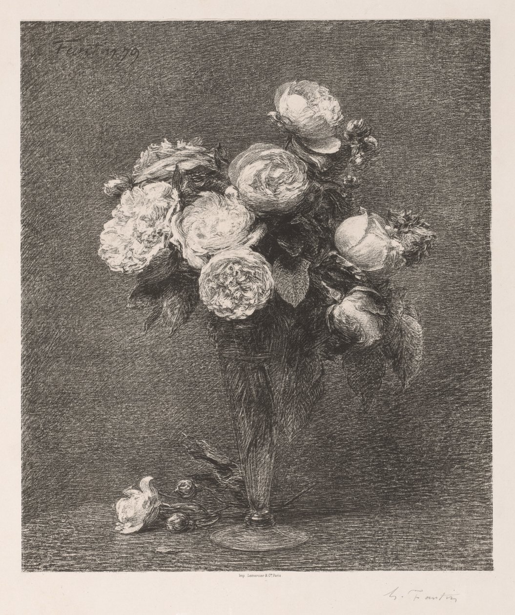 buquê de rosas de Ignace Henri Jean Fantin Latour