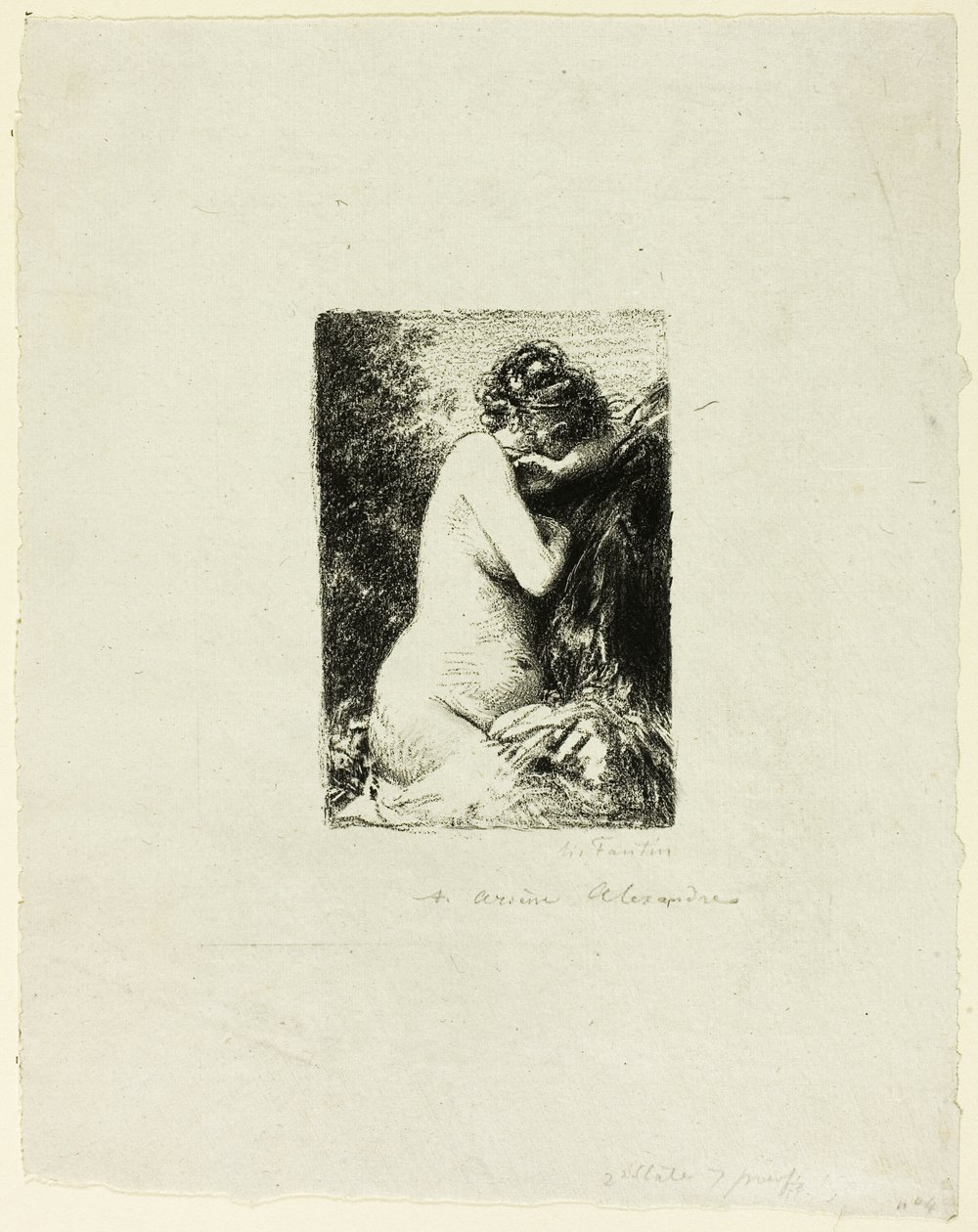 Mulher chorando: estudo de uma mulher sentada no perfil certo de Ignace Henri Jean Fantin Latour