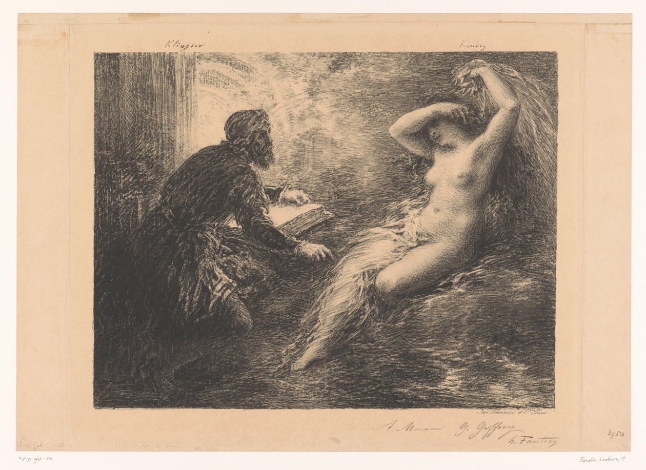 Klingsor convoca Kundry com um encantamento Evocação de Kundry Klinsor Kundry (título no objeto) de Ignace Henri Jean Fantin Latour