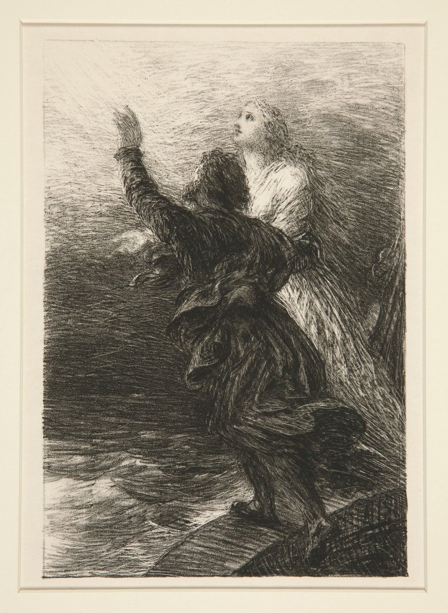 O Holandês Voador: Ato III, O Êxtase de Senta e o Holandês de Ignace Henri Jean Fantin Latour