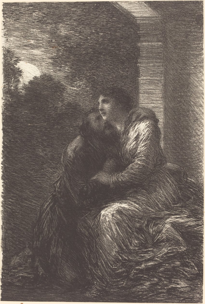 Cena de amor do terceiro ato de "Lohengrin" de Ignace Henri Jean Fantin Latour