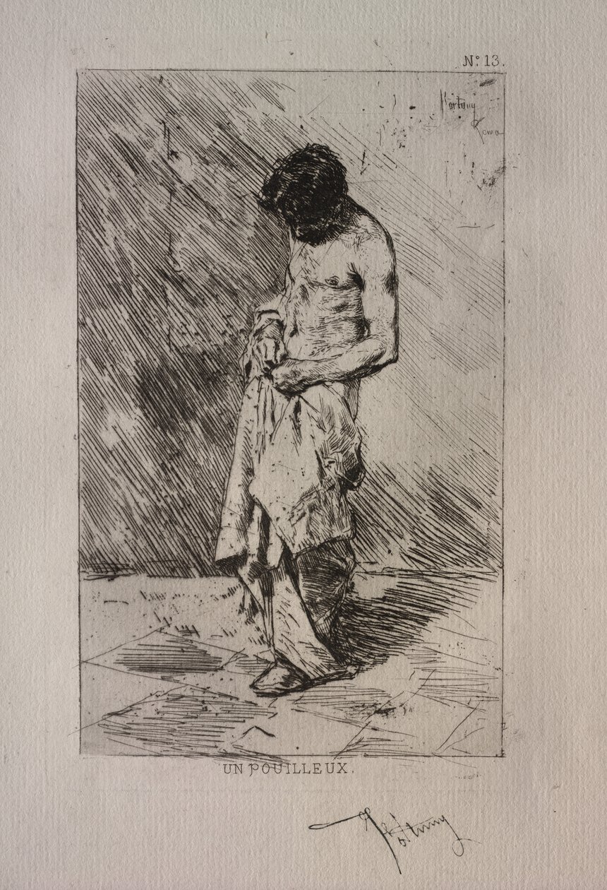 Homem procurando por pulgas de Ignace Henri Jean Fantin Latour