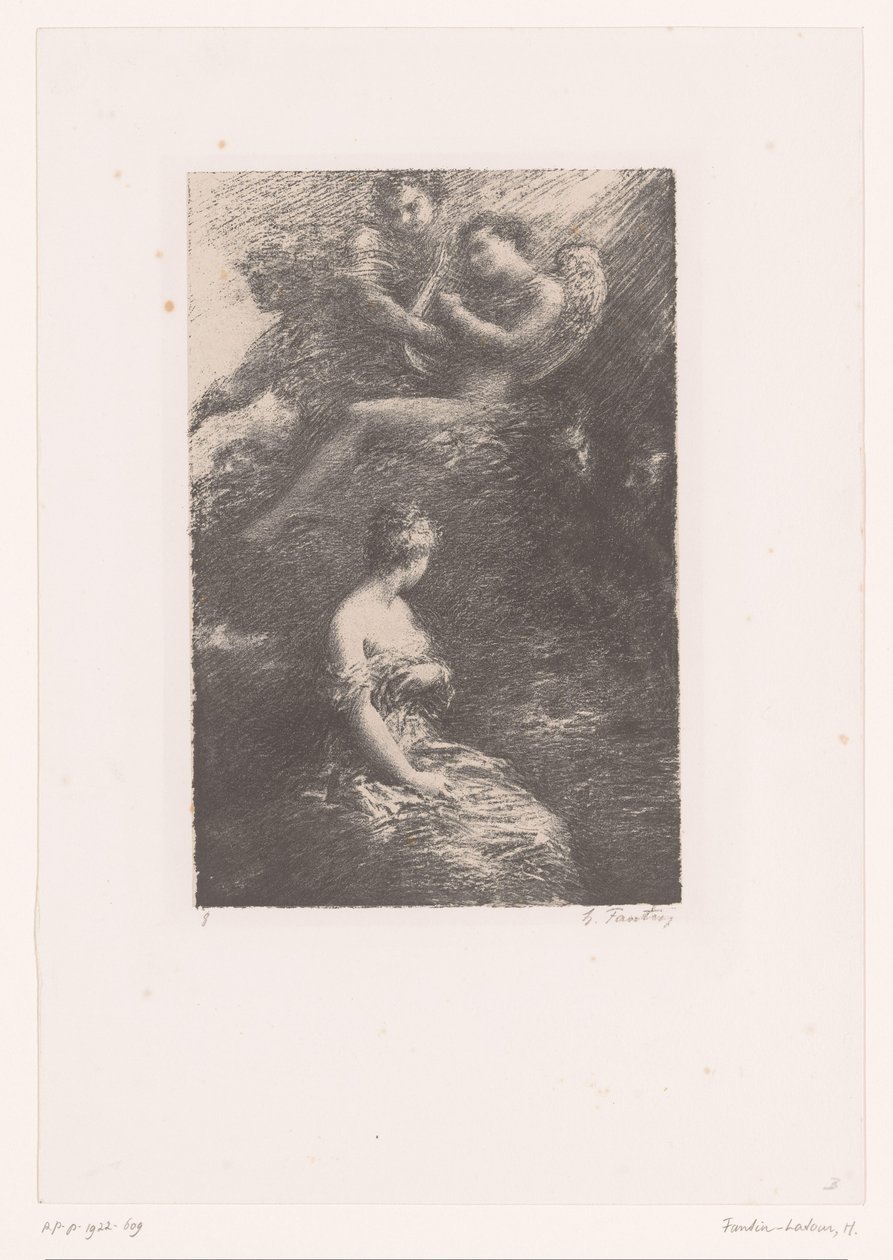 Marguerite aparece a Fausto e Mephisto do céu
La Damnation de Faust. Aparição de Marguerite
Vida e obra de Hector Berlioz (título da série) de Ignace Henri Jean Fantin Latour