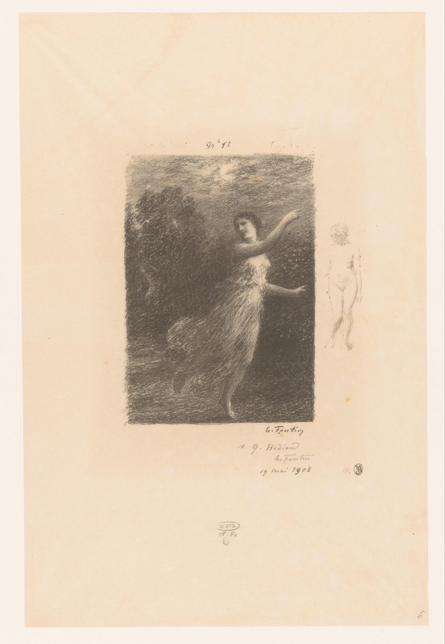 Nimf vlucht weg voor sater
À noite, a ninfa errante
Bucólicos. Idylls e fragmentos de idylls. XXIV
Gedichten van André Chénier (título da série)
Ilustrações para os Poésies d