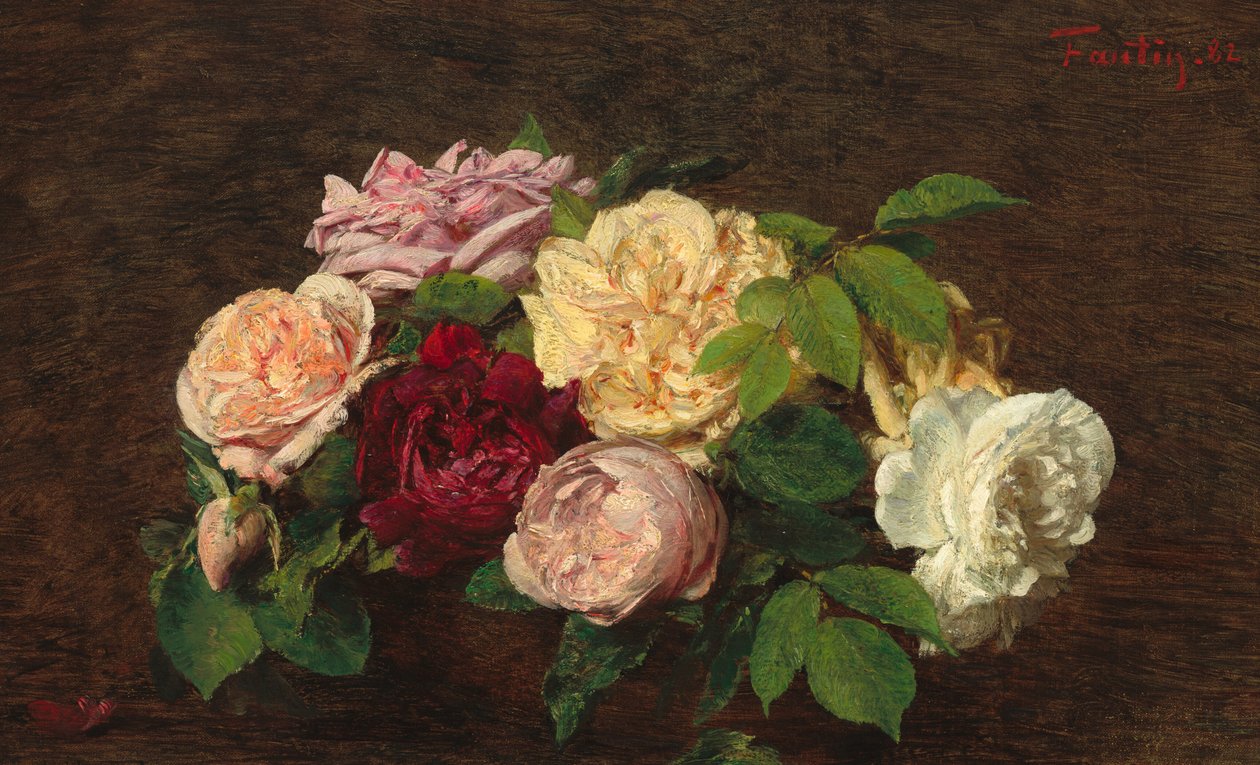 Rosas de Nice em uma mesa de Ignace Henri Jean Fantin Latour