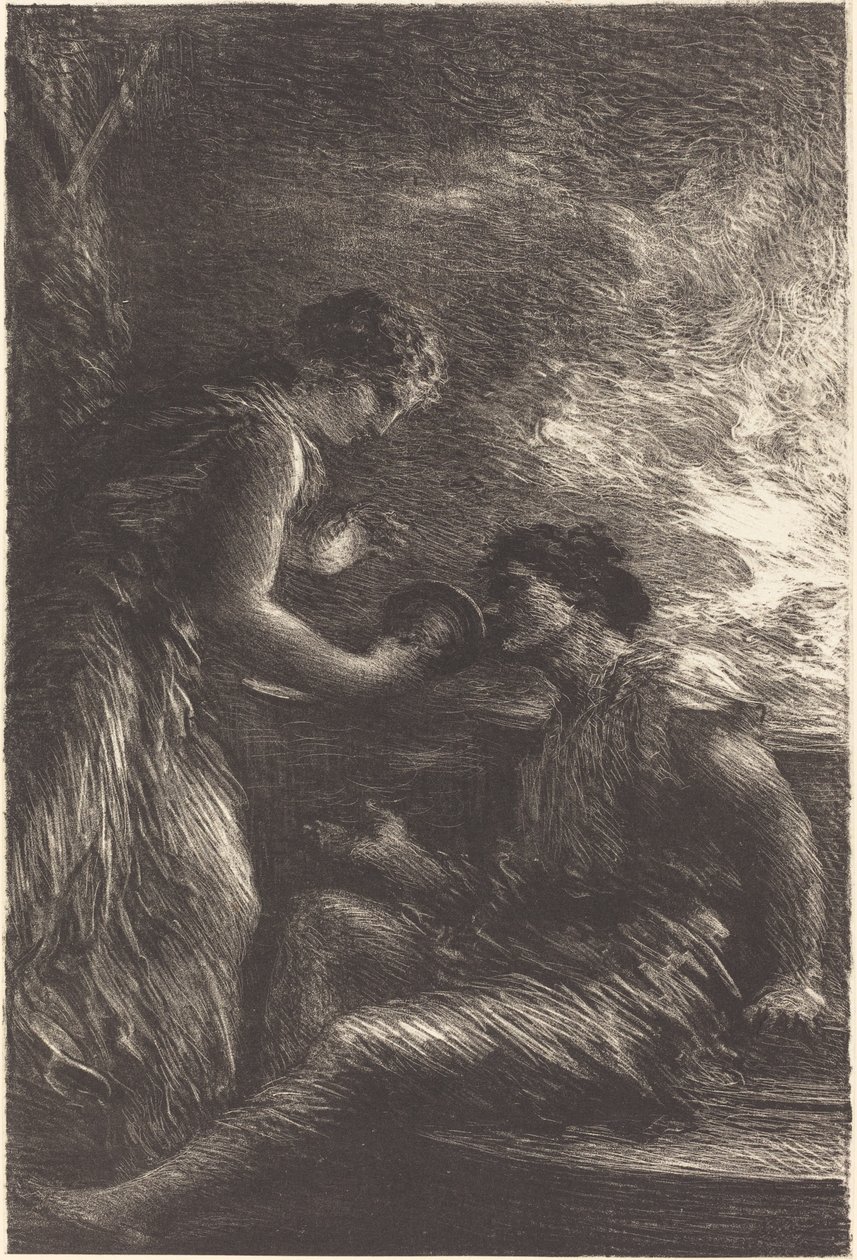 Sieglinde e Siegmund do Ato I de "A Valquíria" de Ignace Henri Jean Fantin Latour