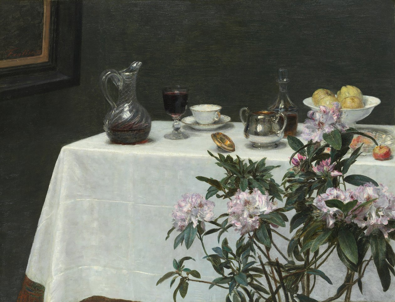 Natureza morta: canto de uma mesa, 1873. de Ignace Henri Jean Fantin Latour