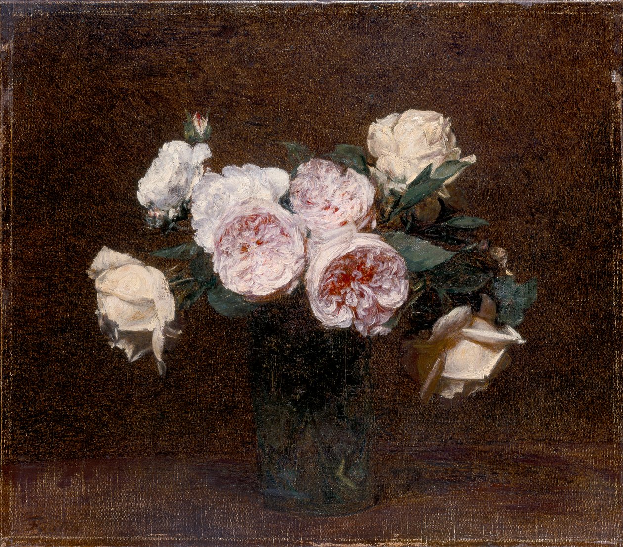 Natureza Morta: rosa, branco e amarelo Rosas, 1894 de Ignace Henri Jean Fantin Latour