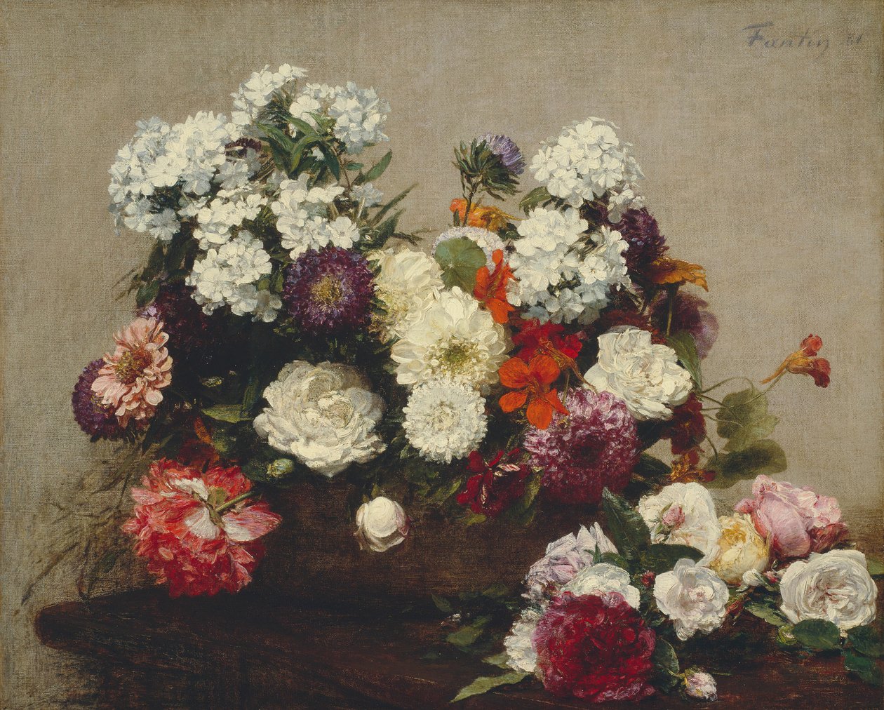 Natureza morta com flores, 1881. de Ignace Henri Jean Fantin Latour