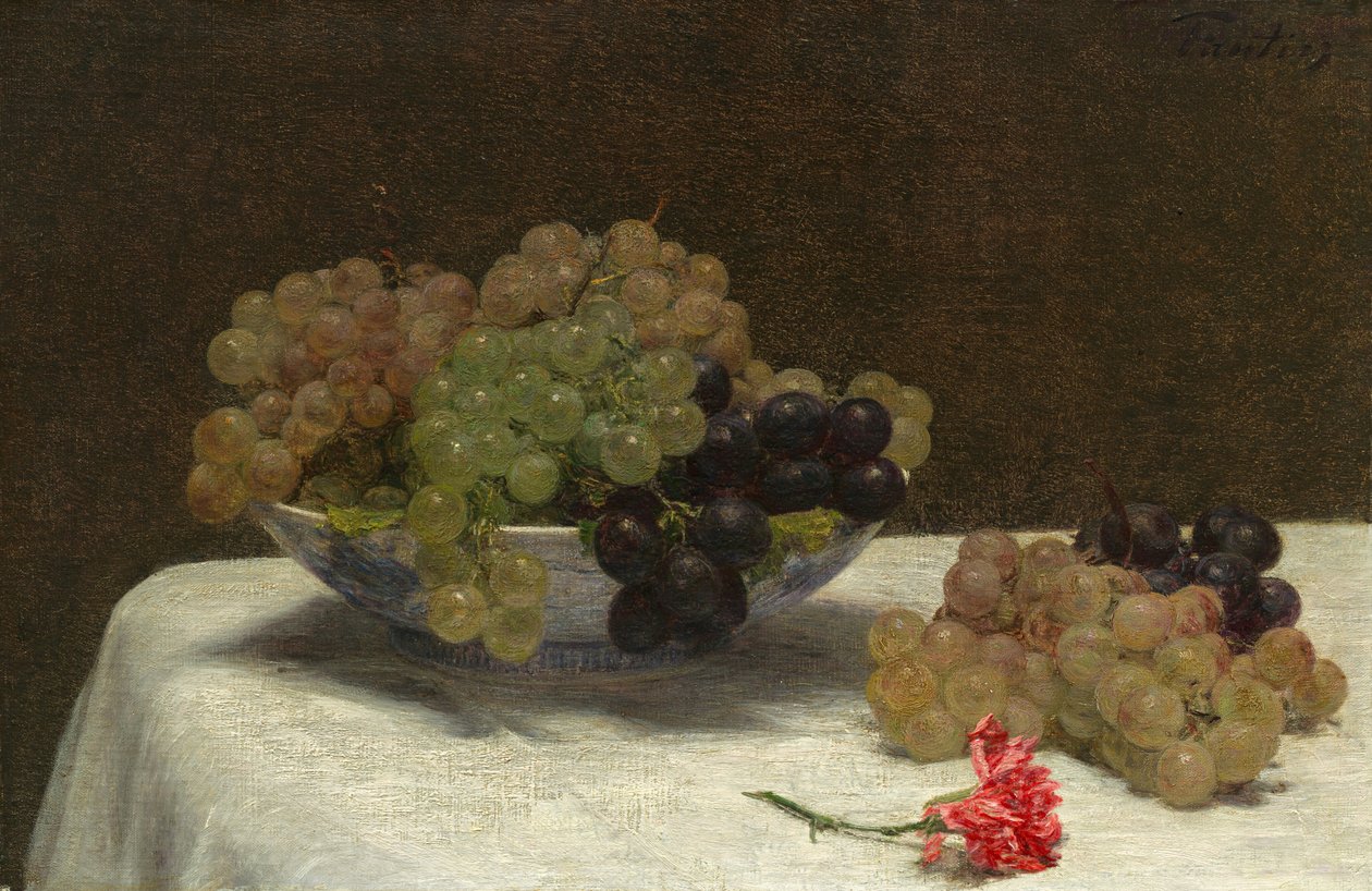 Natureza morta com uvas e cravo, c. 1880. de Ignace Henri Jean Fantin Latour