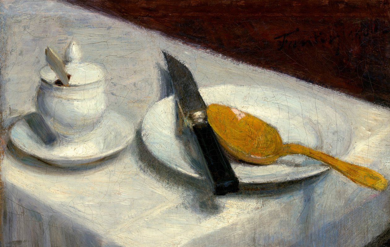Natureza morta com pote de mostarda de Ignace Henri Jean Fantin Latour