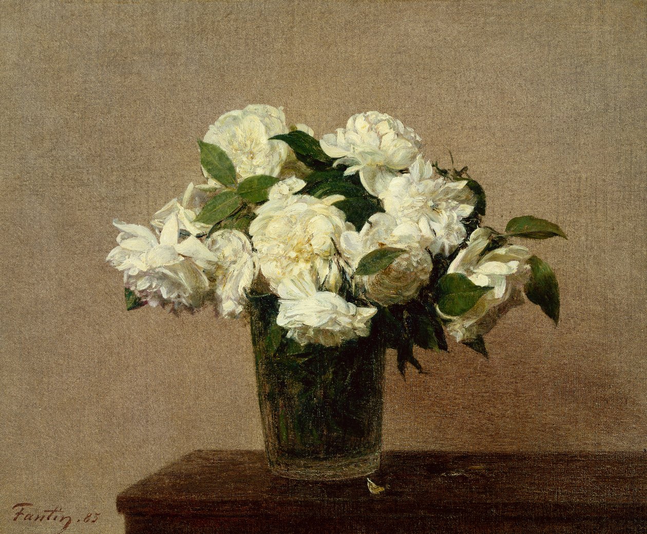 Natureza morta com rosas brancas de Ignace Henri Jean Fantin Latour