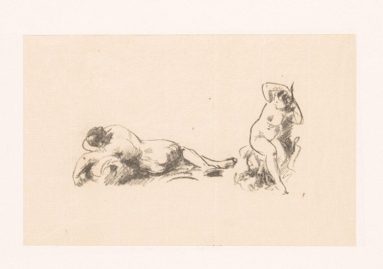 Folha de estudo com duas mulheres nuas de Ignace Henri Jean Fantin Latour