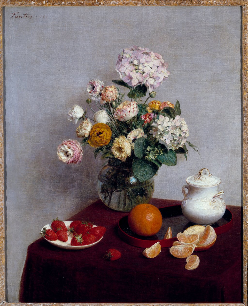 Pintura de Flores e Frutas de Verão de Henri Fantin Latour (Fantin-Latour de Ignace Henri Jean Fantin Latour