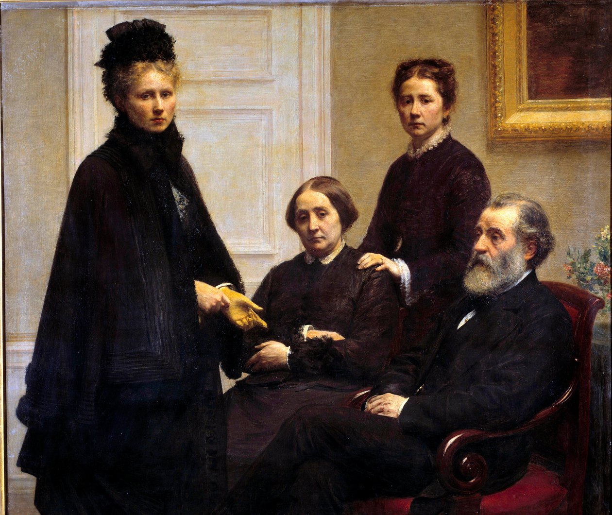 A família Dubourg Sr. e Sra. Dubourg e suas filhas: Victoria, esposa do artista, e Charlotte representada em luto. Pintura de Henri Fantin Latour (Fantin-Latour de Ignace Henri Jean Fantin Latour