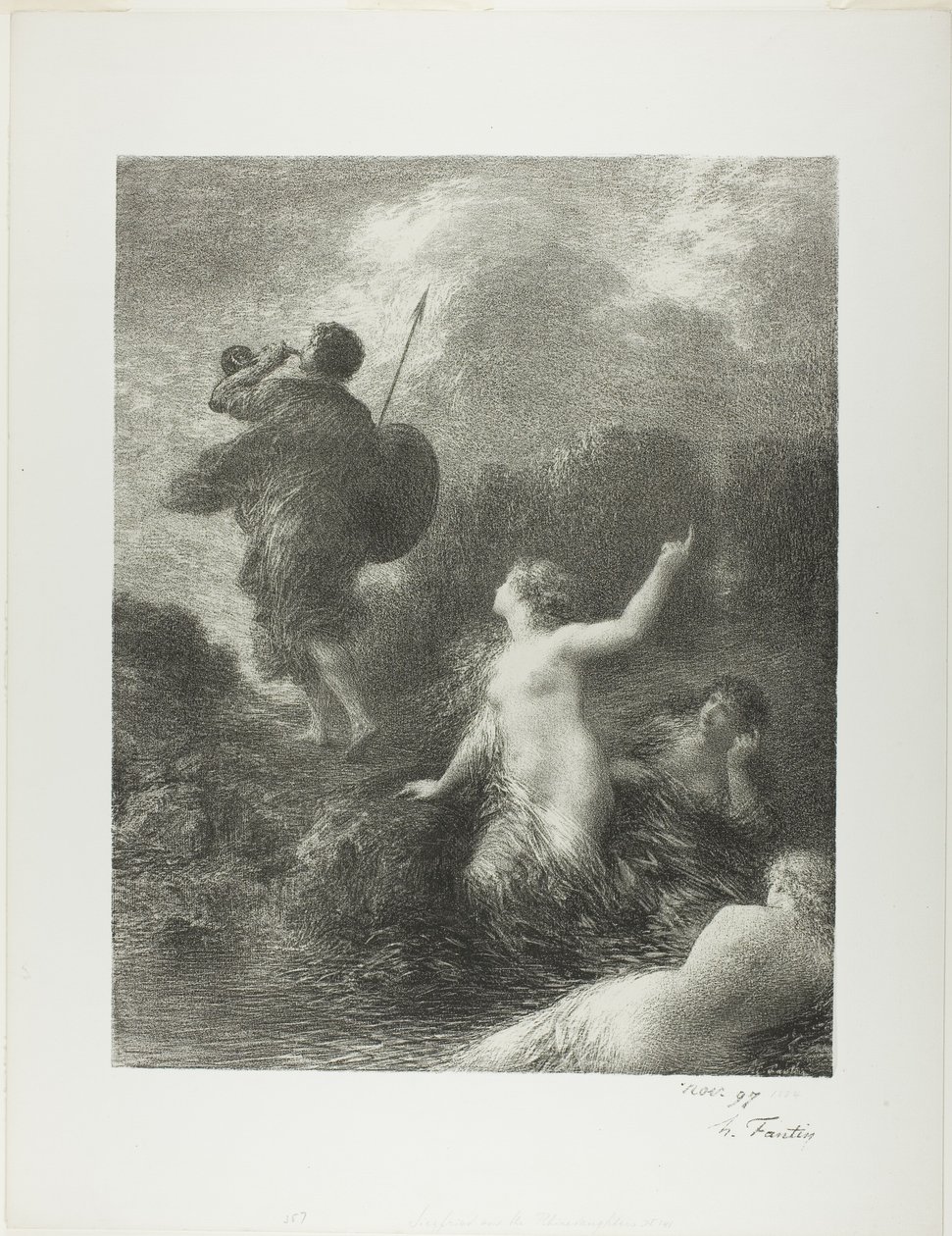 Crepúsculo dos Deuses: Siegfried e as Donzelas do Reno de Ignace Henri Jean Fantin Latour