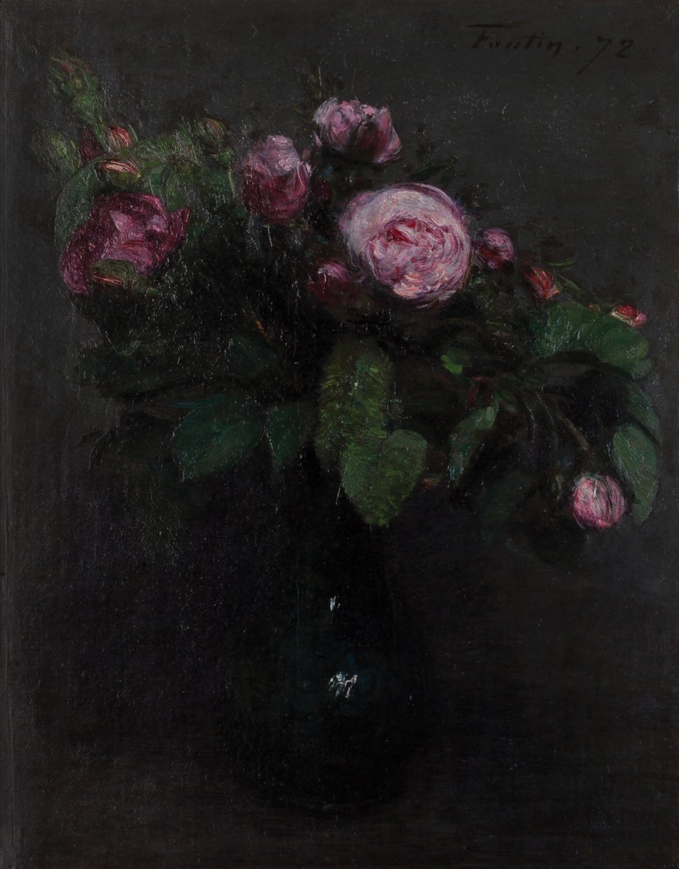 Vaso com rosas 1872 (Óleo sobre tela) de Henri Fantin Latour