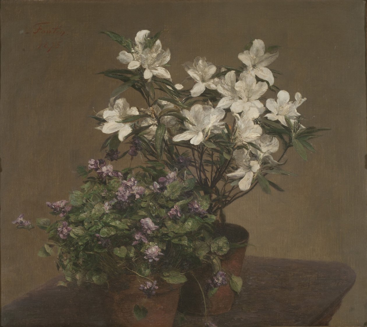 Violetas e azáleas de Henri Fantin Latour