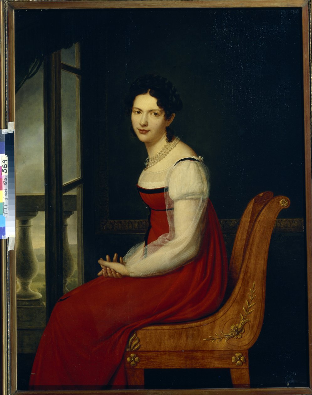 Retrato da Princesa Varvara Sergeevna Dolgorukova, nascida Gagarina (1793-1833) (Princesa Varvara Sergeyevna Dolgorukova) - Pintura de Henri François Riesener (1767-1828), óleo sobre tela (96,8x125 cm) de Henri Francois Riesener