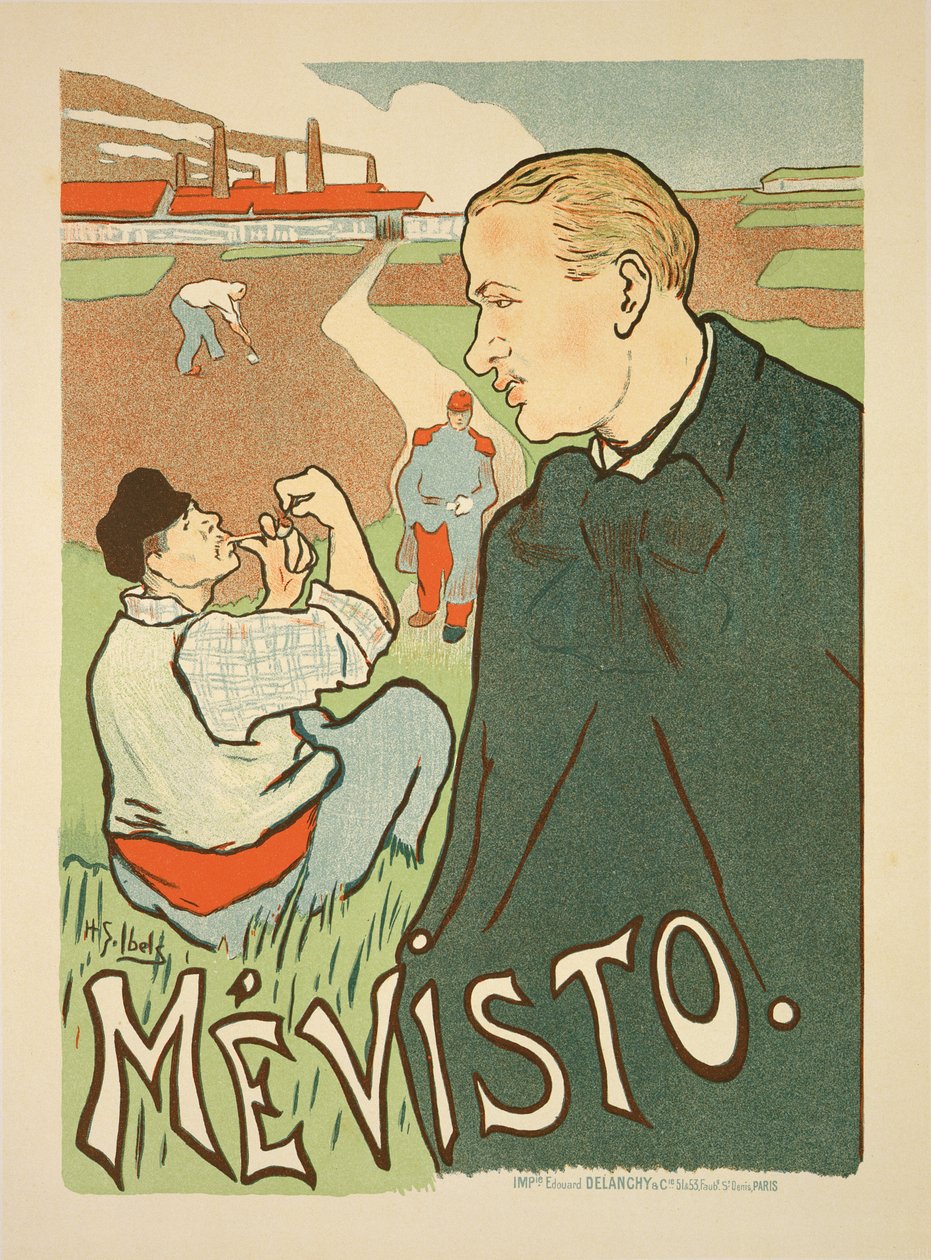 Reprodução de um cartaz de publicidade "Mevisto", Paris de Henri Gabriel Ibels
