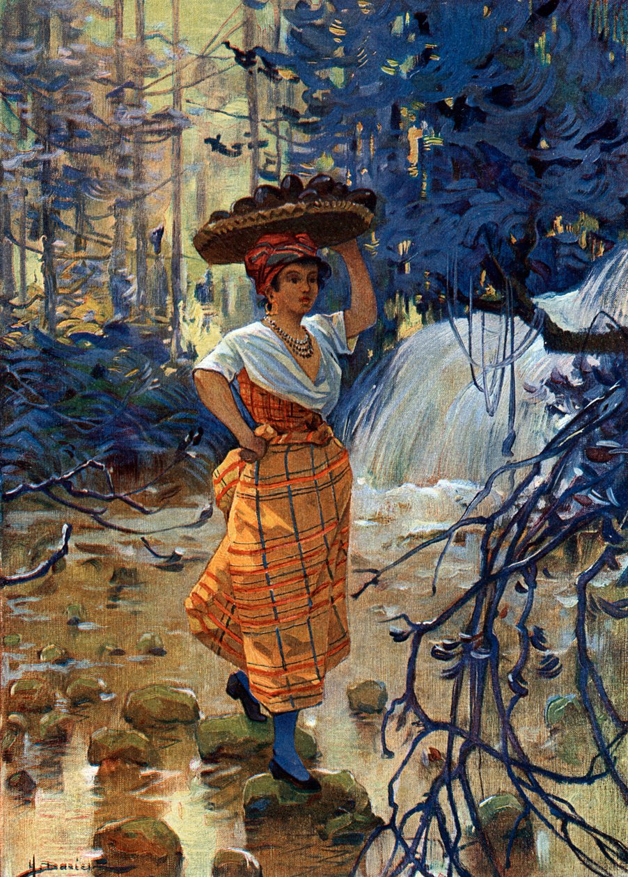 Retrato de jovem mulher crioula das Antilhas Francesas de Henri Gaston Darien