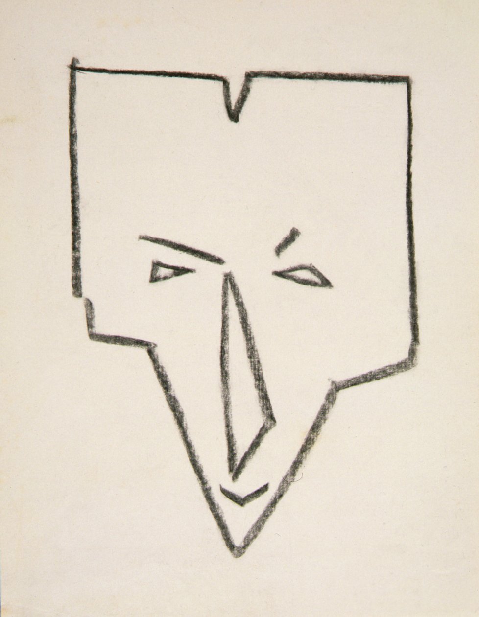 Cabeça de Máscara Étnica (giz preto sobre papel) de Henri Gaudier Brzeska