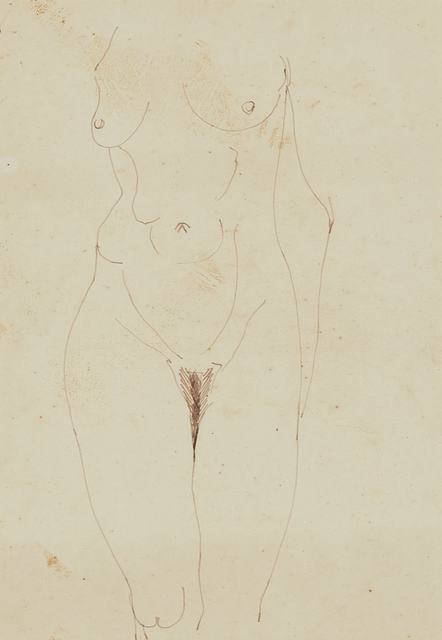 Torso Nu Feminino (caneta e tinta no papel) de Henri Gaudier Brzeska
