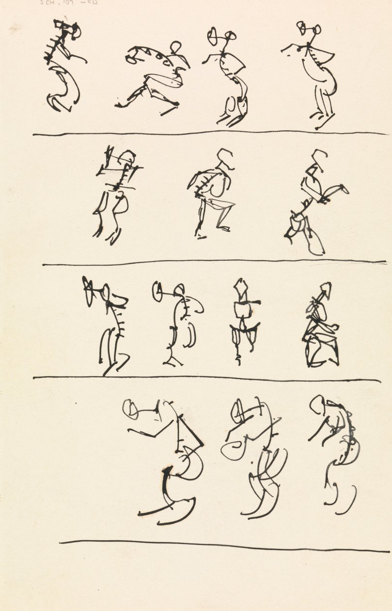 Quatro Registos de Catorze Figuras de Dança de Henri Gaudier Brzeska