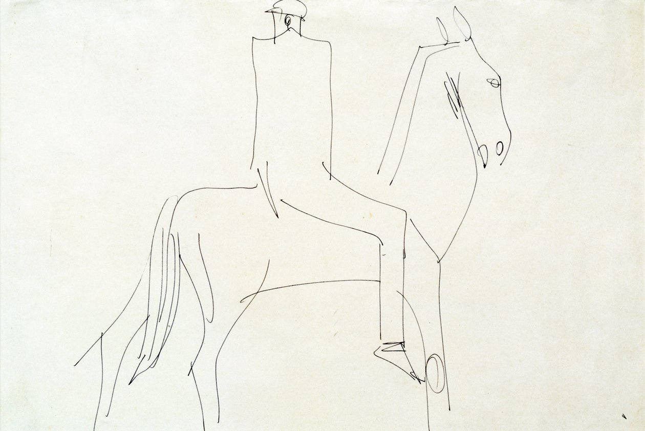 Rider em Rotton Row, 1913 (caneta e tinta no papel) de Henri Gaudier Brzeska