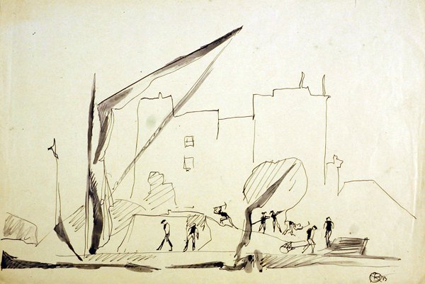 Barcaça Thames nas Docas de Londres de Henri Gaudier Brzeska