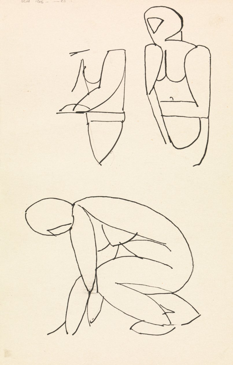 Estudos de três figuras de Henri Gaudier Brzeska