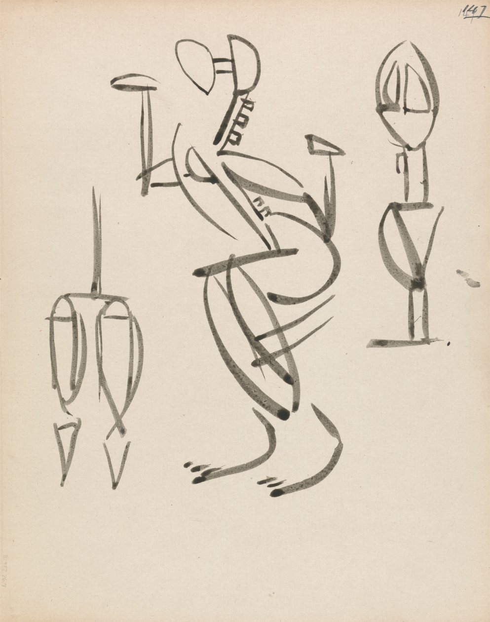 Estudos de três figuras de Henri Gaudier Brzeska