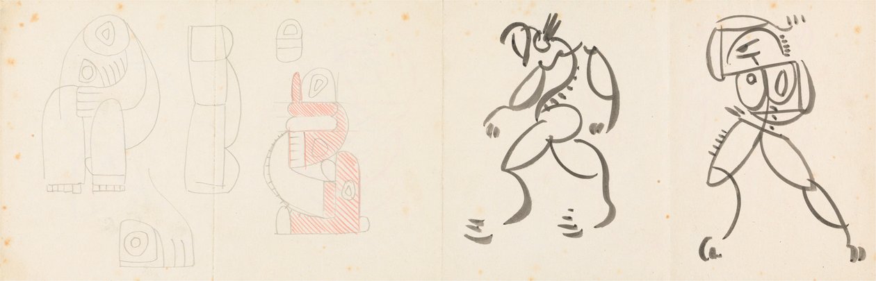 Duas Figuras Dançantes e Cinco Estudos para um Agrupamento de Mãe e Filho de Henri Gaudier Brzeska