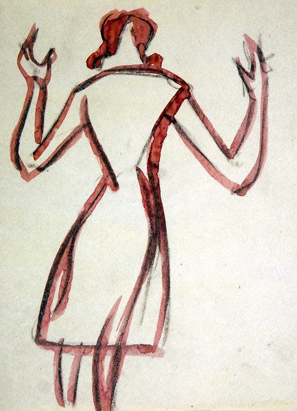 Vista traseira da mulher, braços erguidos de Henri Gaudier Brzeska