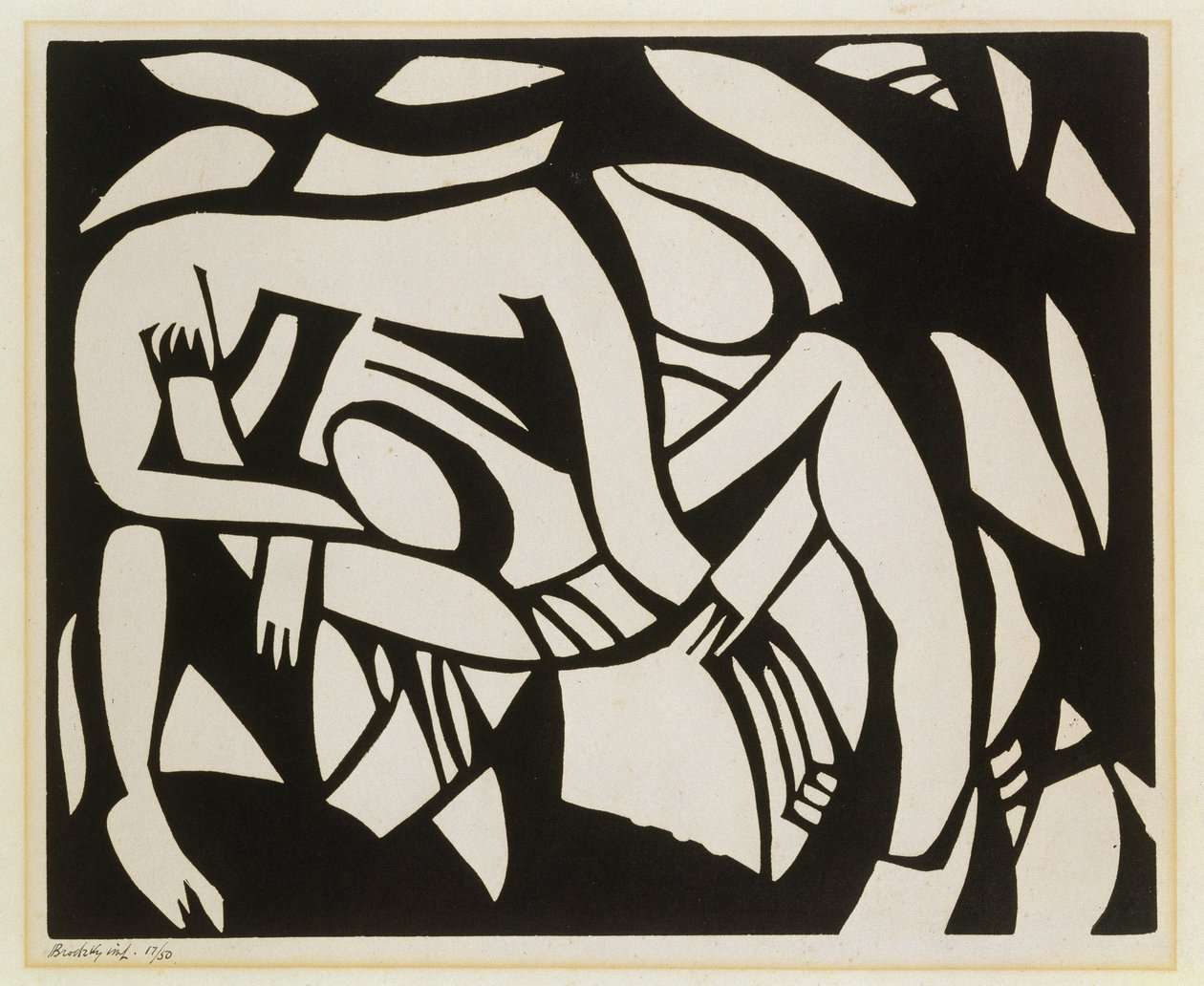 Lutadores, c.1914 (linogravura) de Henri Gaudier Brzeska