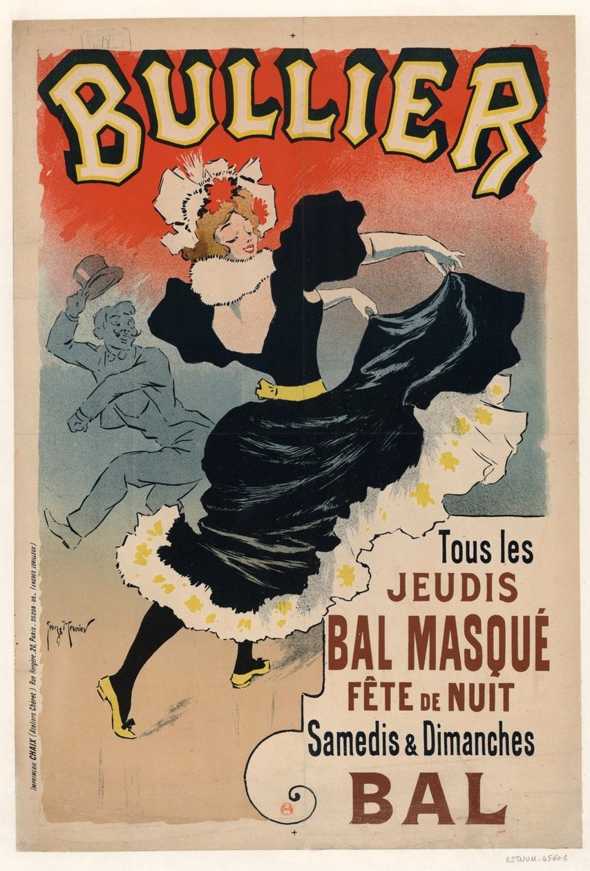 Bullier, toda quinta-feira Bal masque, festa noturna, 1896. de Henri Georges Meunier