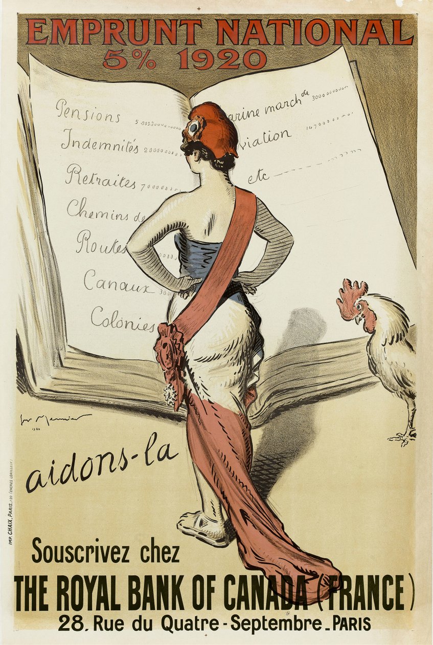 Assine no The Royal Bank of Canada França, 1920. de Henri Georges Meunier