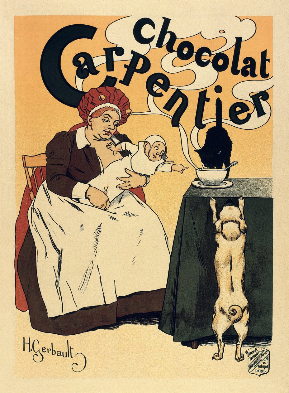 Publicidade para a bebida de chocolate Carpentier, c.1900 (cartaz) de Henri Gerbault