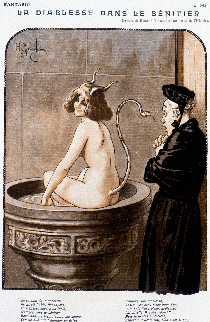 O Diabo no Benitier - por Henry Gerbault (1863-1930), em "Fantasio" de 01/02/1926 de Henri Gerbault