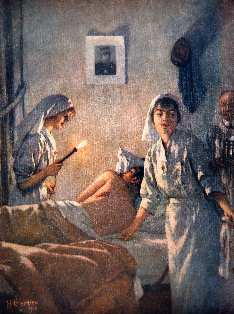 Enfermeiras francesas cuidam de soldados feridos de Henri Gervex
