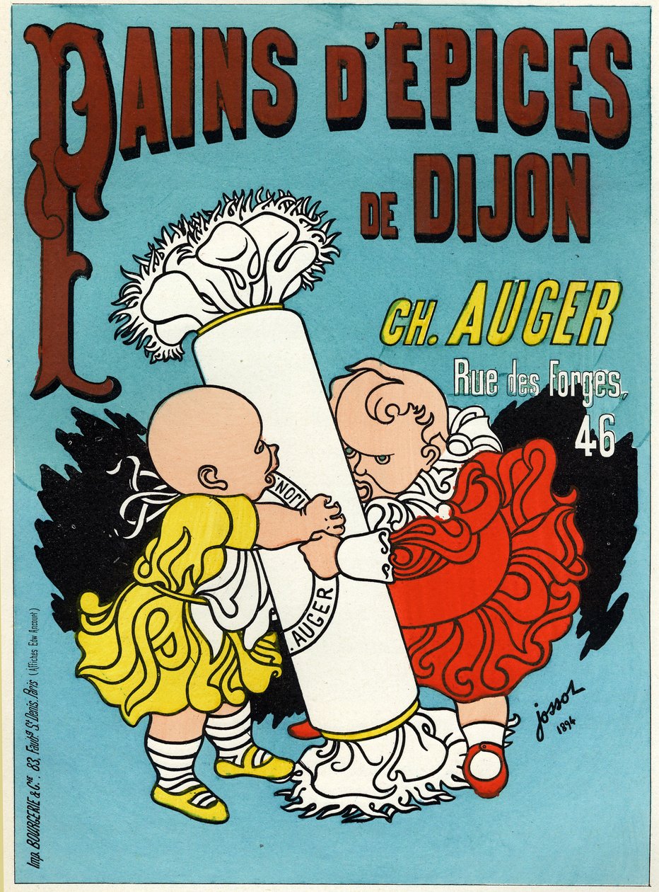 Comida e bebida. Pão de gengibre de Dijon. Cartaz de Gustave Henri Jossot, França de Henri Gustave Jossot