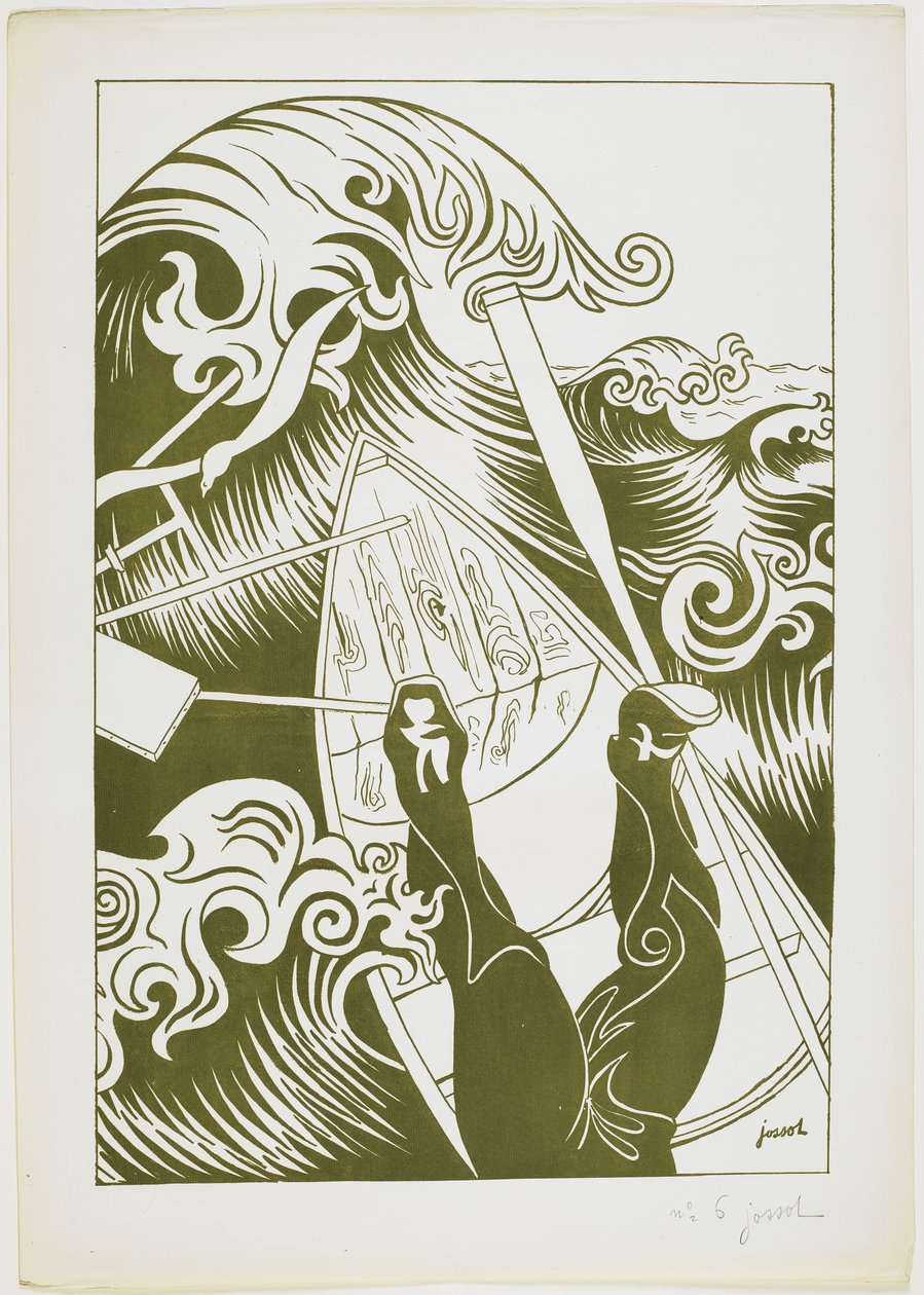 La Vague (A Onda) 1894 (litografia a tinta verde-azeitona) de Henri Gustave Jossot