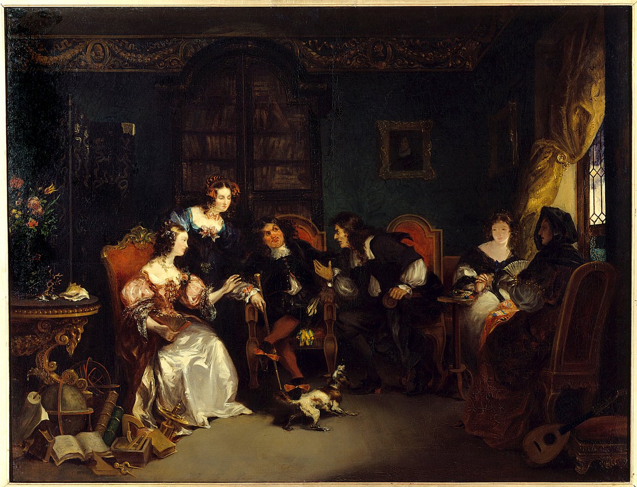 Trissotin e Vadius disputam. Cena retirada da peça de Molière “Les womans savantes””; ato 3, cena 5 de Henri Hippolyte Poterlet