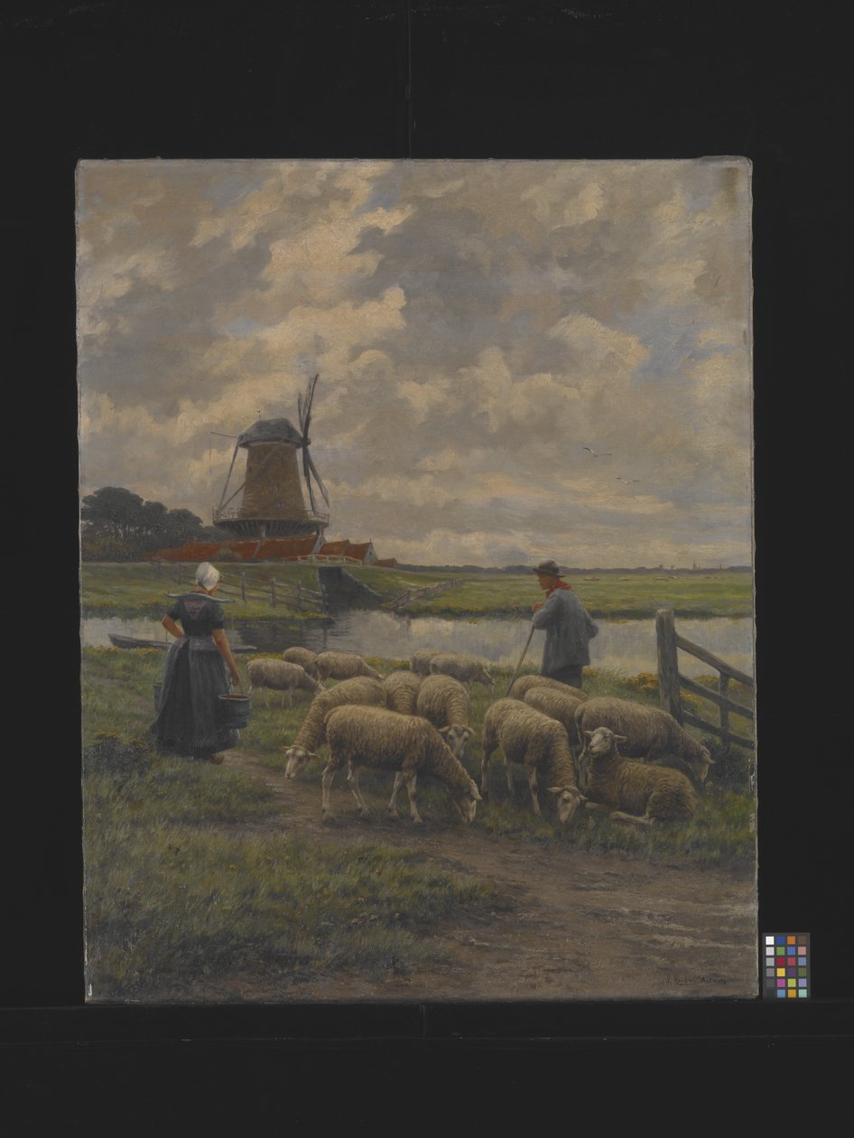 Paisagem pastoral com moinho de vento, data desconhecida (óleo sobre tela) de Henri Houben