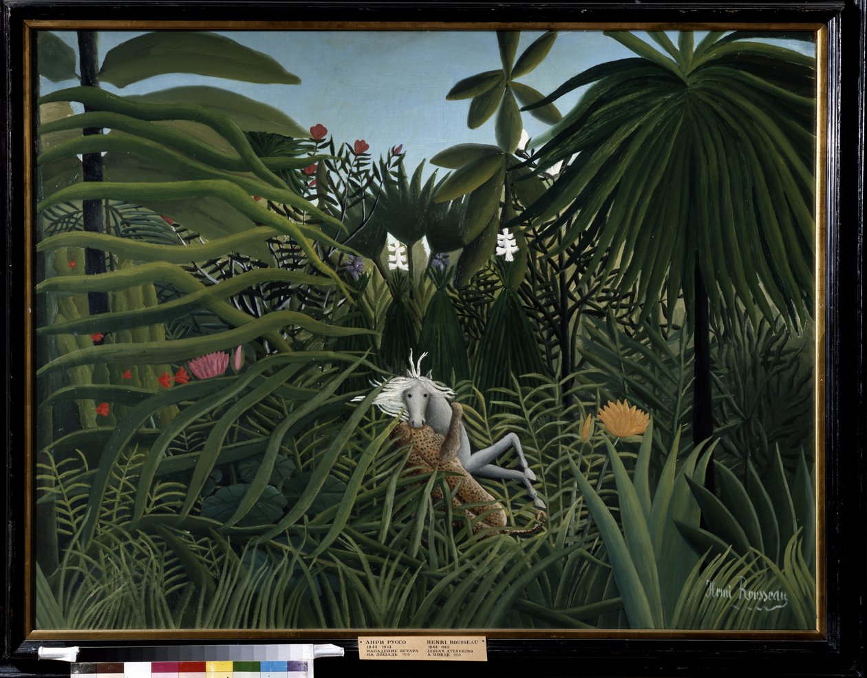 Cavalo atacado por uma onça-pintada. Pintura de Henri Rousseau conhecida como Douanier Rousseau (1844-1910) de Henri J.F. Rousseau