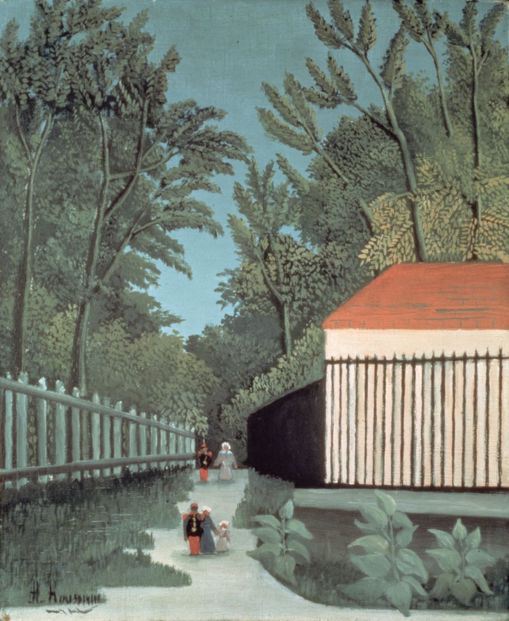 Paisagem no Parque Montsouris com cinco figuras de Henri J.F. Rousseau