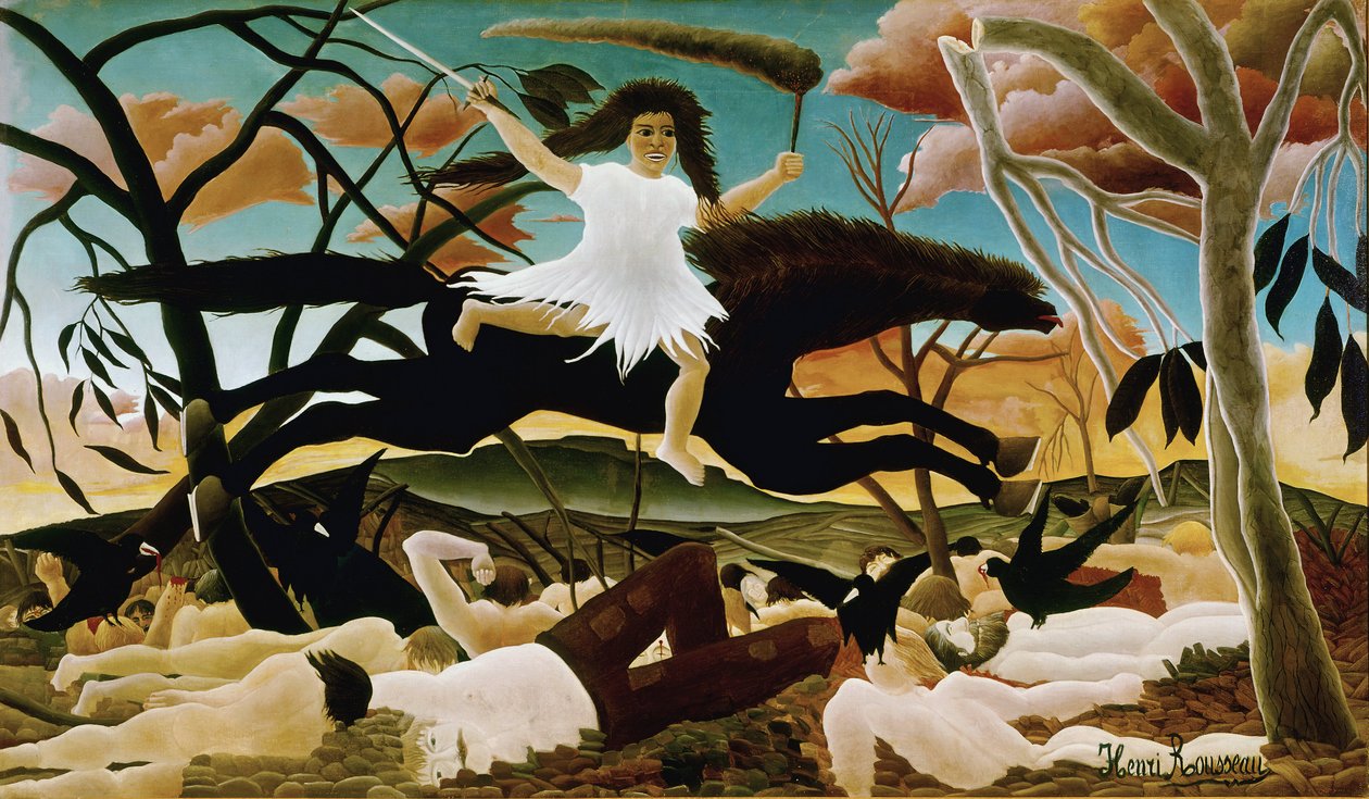 The War or the Riding of Discord Painting de Henri Rousseau dit le Douanier Rousseau (1844-1910). 1894. Sol 114x195 Paris, Musee d