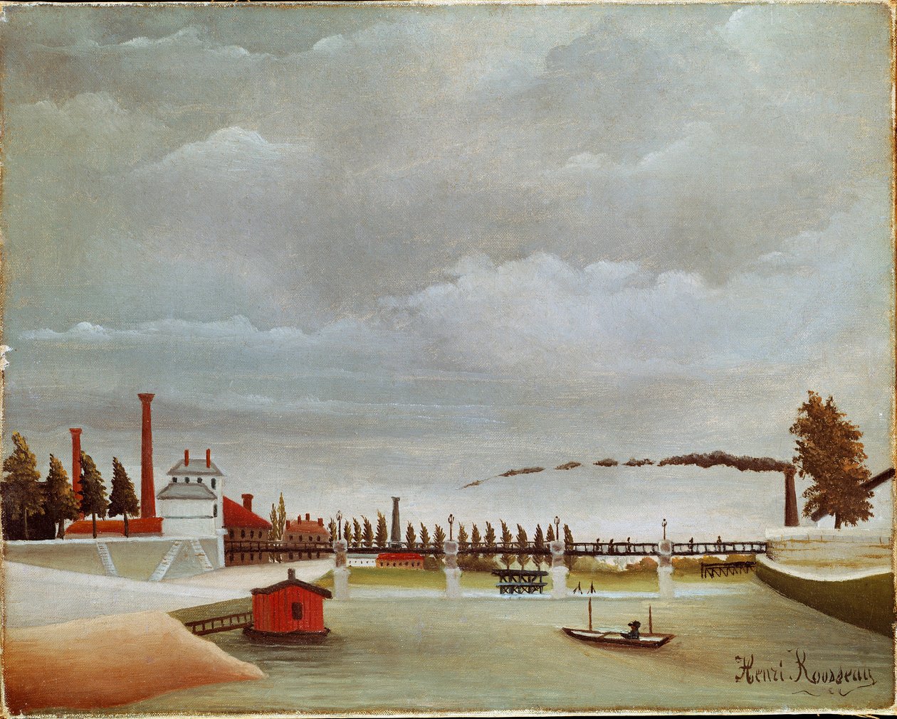 As margens do Sena. Paisagem do Sena (ou margem do Sena). Pintura de Henri Rousseau dit Le Douanier Rousseau (1844-1910) de Henri J.F. Rousseau